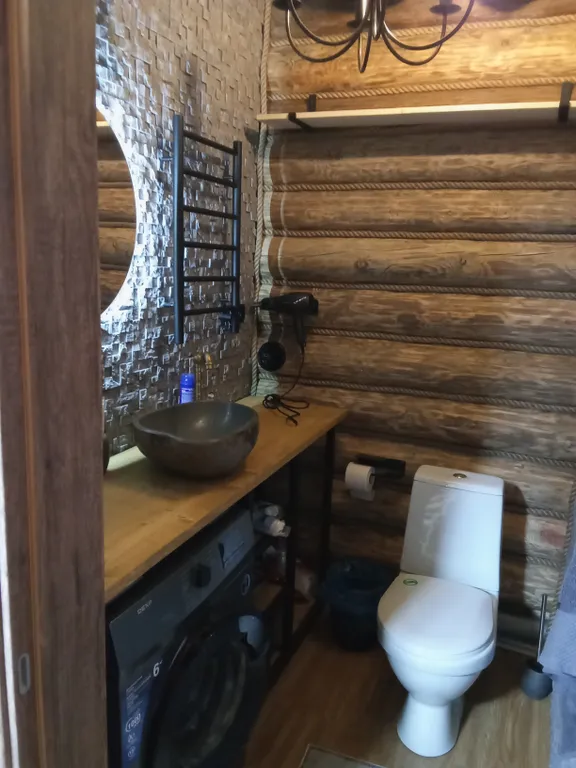 Дом 80m2 — чан, кухня, панорамные окна
