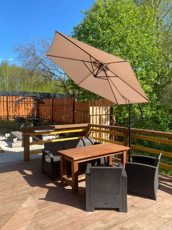Дом 80m2 — чан, кухня, панорамные окна