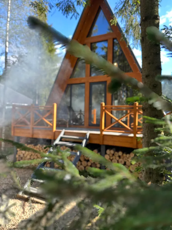 A-frame дом с чаном в лесу | 2 спальни | до 4 гостей.